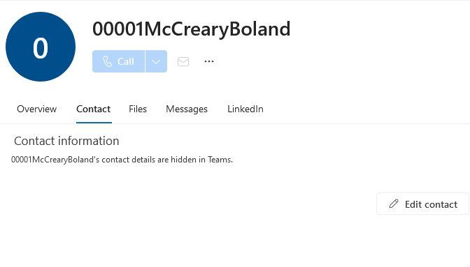Outlook 365 contacts with a notification on the contact, 
