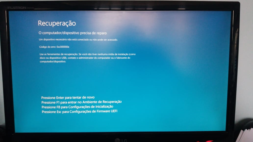 Erro 0xc000000e na inicialização do Windows 10 após instalar o sistema ...