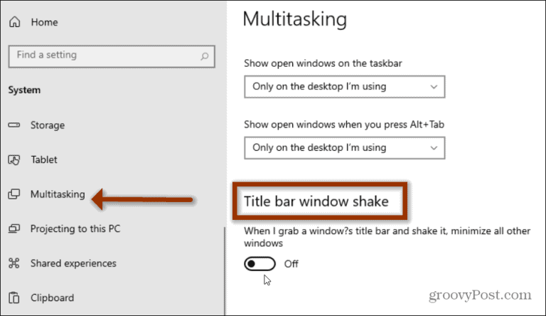 Window Shake Official Option? - Microsoft Q&A