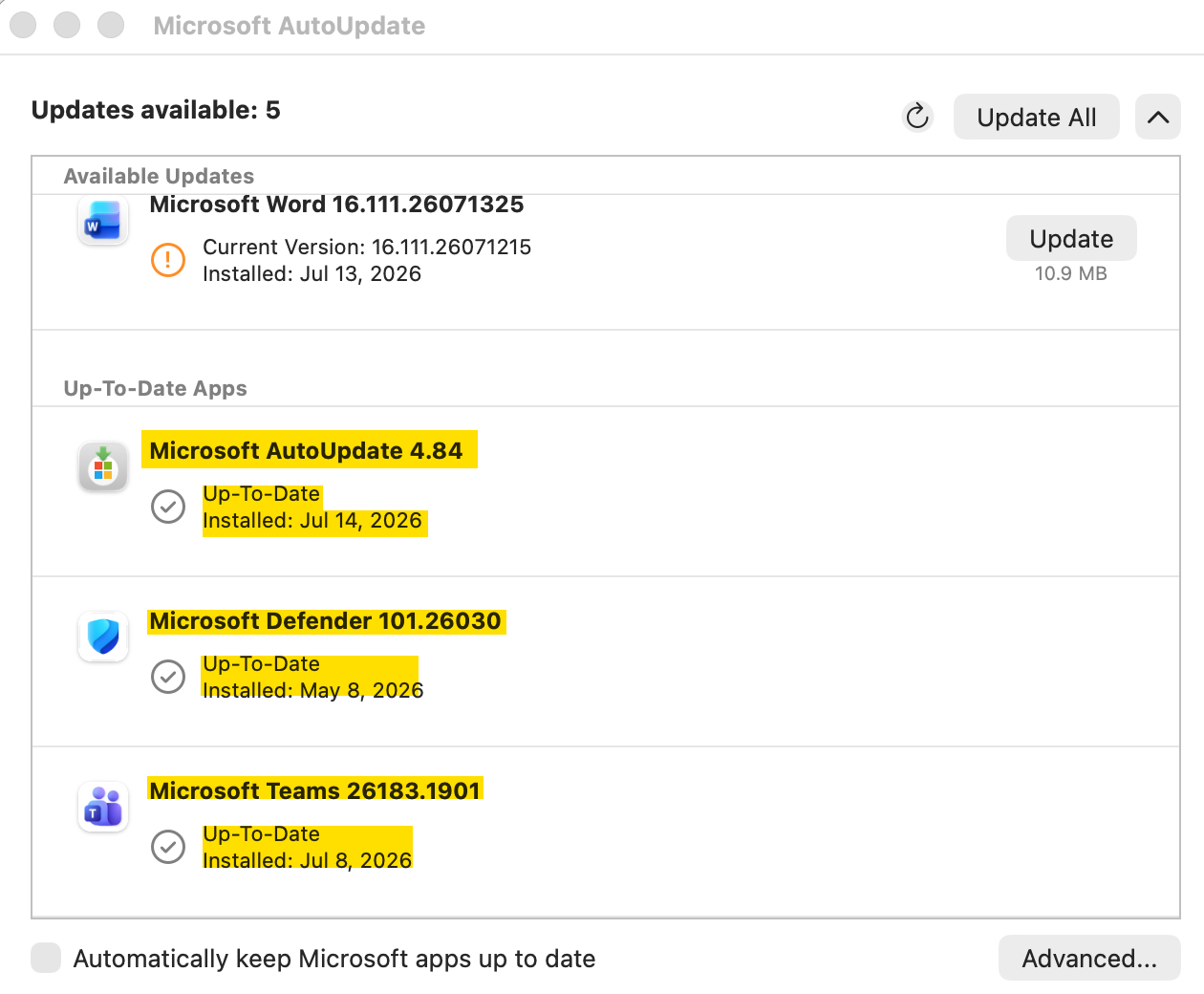 MS Office Up-To-Date Apps