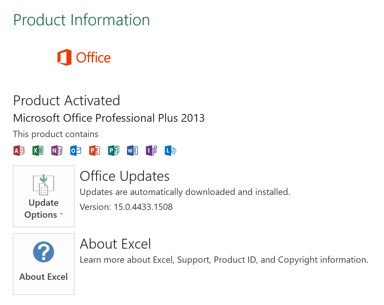 Unable to update MS Office Professional Plus 2013 after