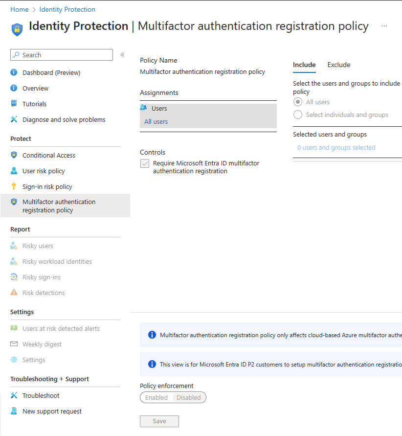 Multifactor Authentication Registration Policy For Global Admin 