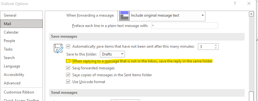 Emails that are replied to outside the inbox are not saved in the 