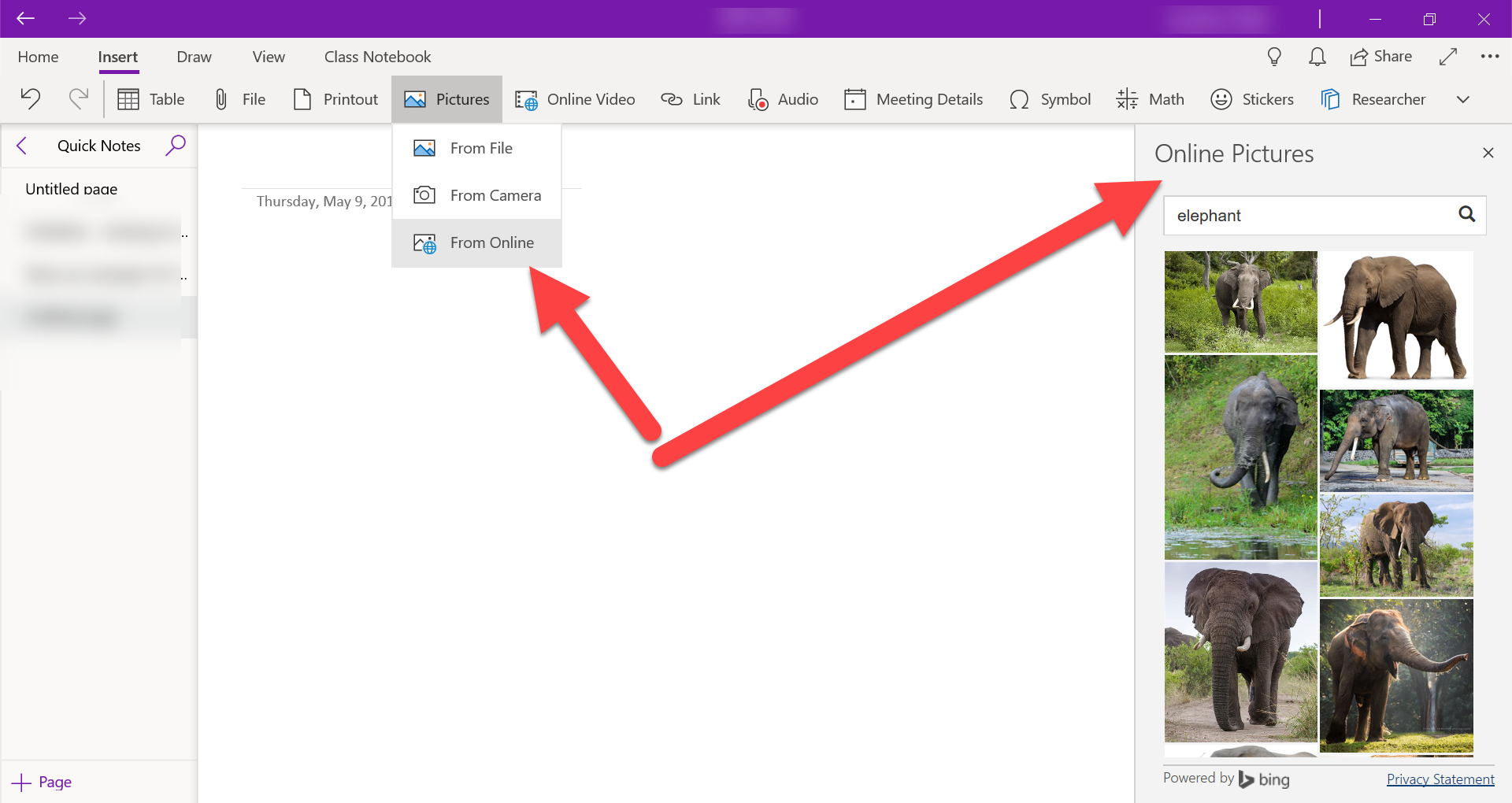 In OneNote when inserting pictures from Online, are they creative ...