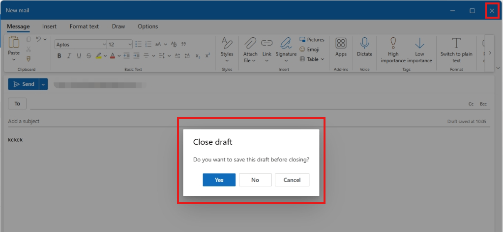 Draft emails - Microsoft Q&A