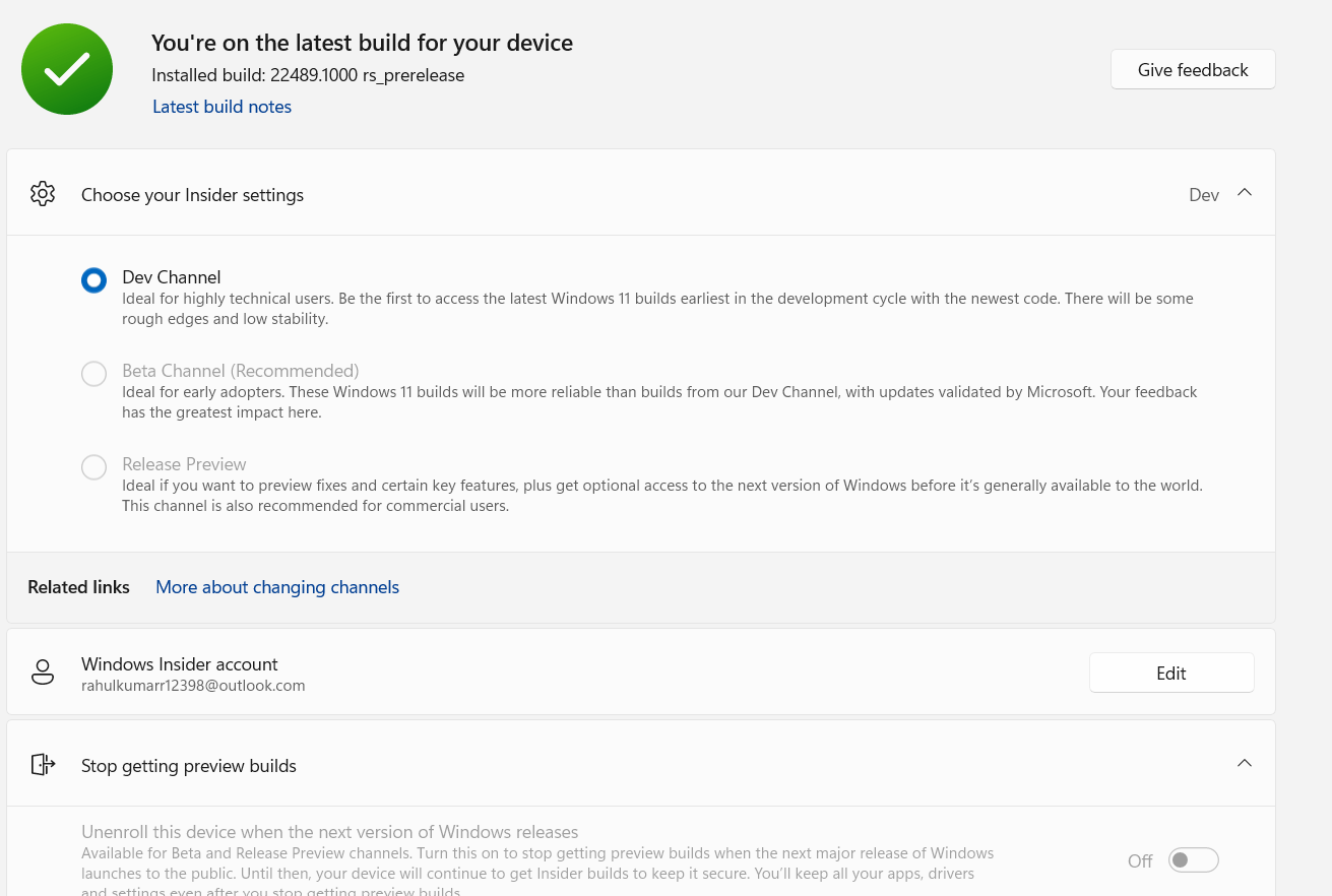 How I can change back to stable windows 11 build from this ...