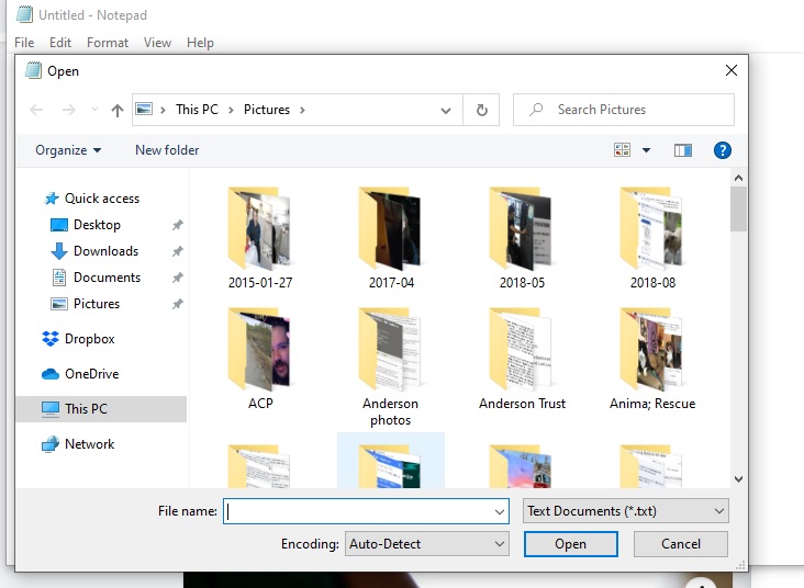 Notepad open files goes to pictures - Microsoft Q&A