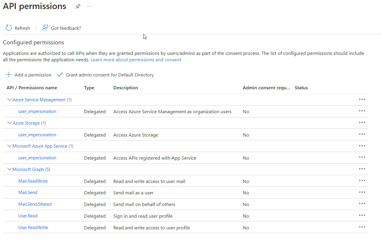 How to enable api commands post put delete to work on app