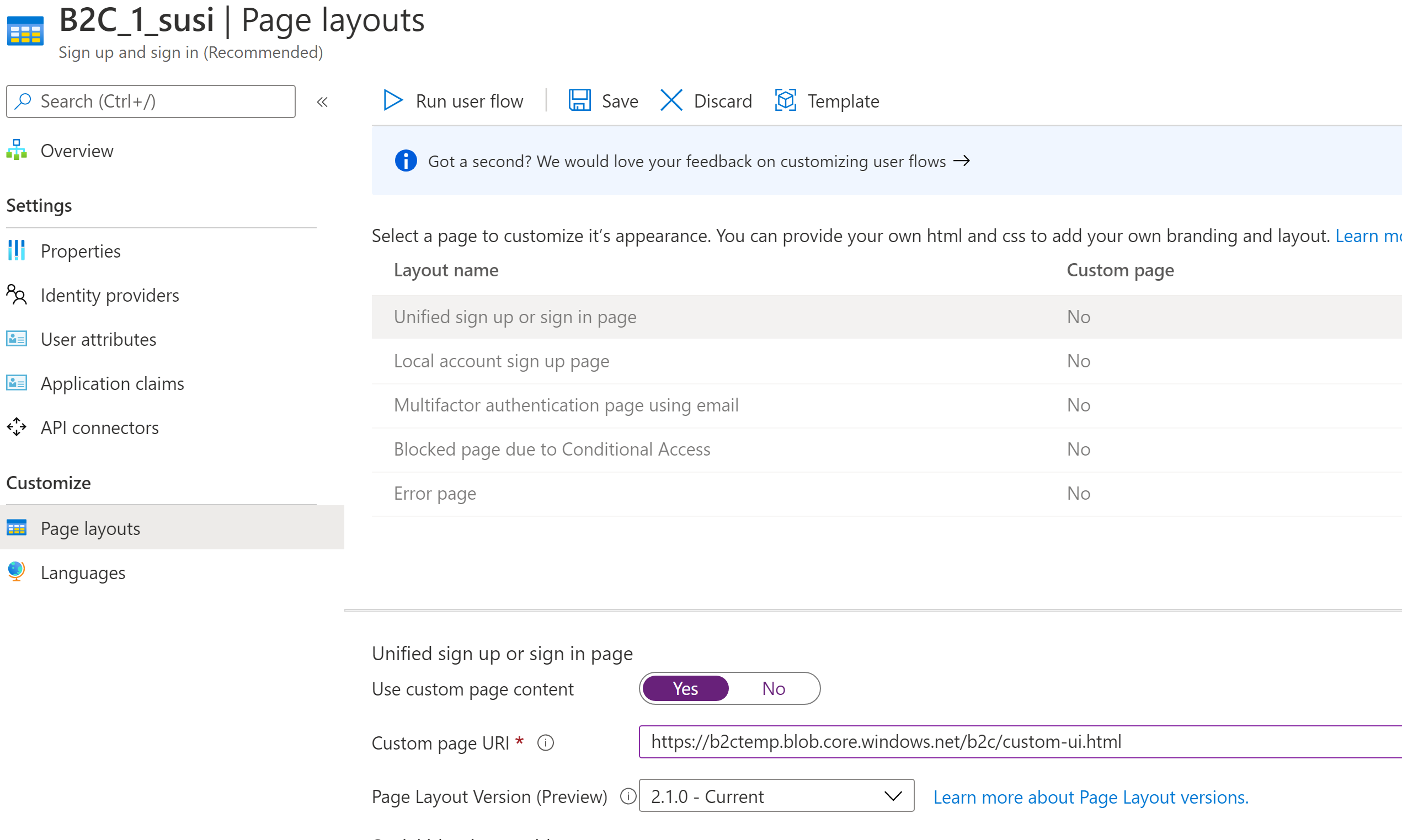 Azure AD B2C: Tutorial for Customize UI fails - Microsoft Q&A