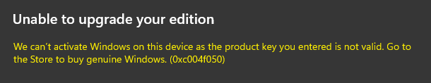 Windows 11 Pro upgrade not activating – error 0xC004F050 - Microsoft Q&A