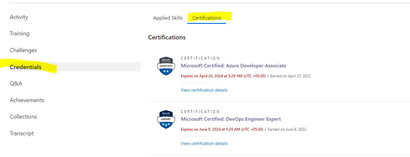 Missing Certification Tab - Microsoft Q&A