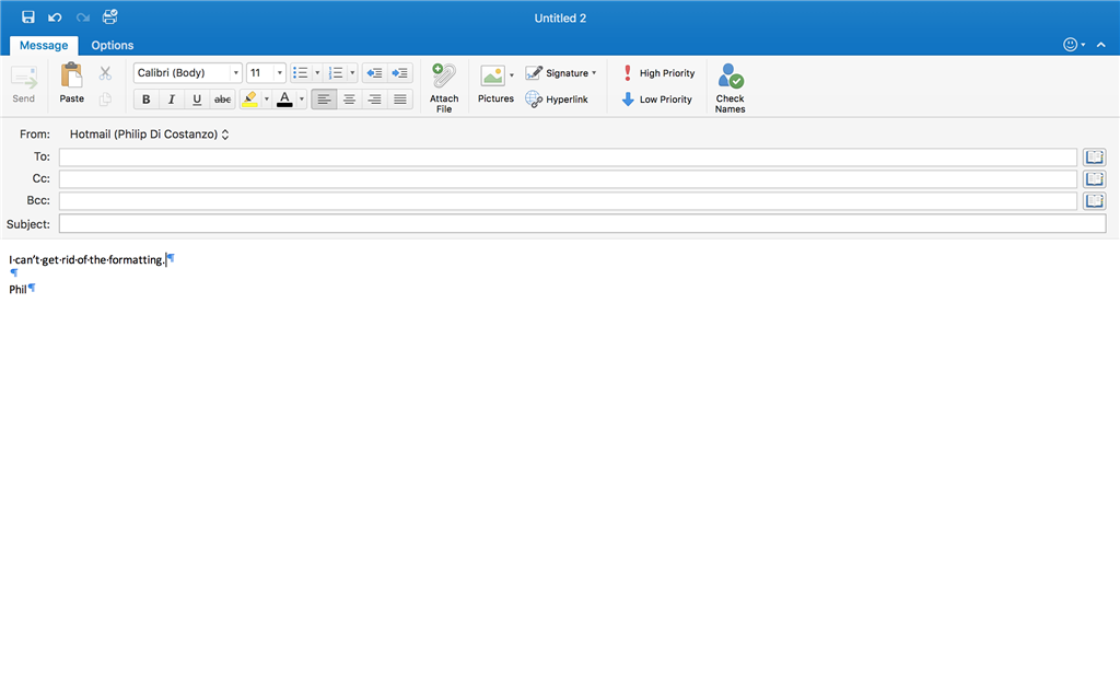 Show/Hide Formatting Marks on Outlook for Mac - Microsoft Q&A