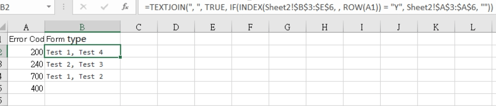 Excel formula match error to form type - Microsoft Q&A