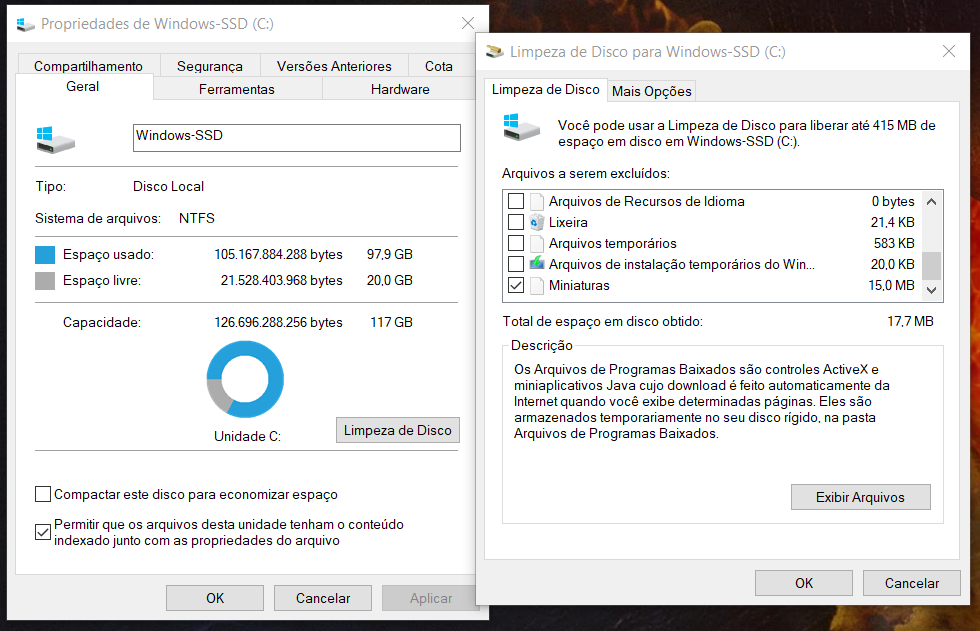 その他 Windows 10 Windows 10 ocupando muito espaço no armazenamento. - Microsoft Q&A