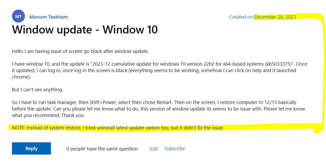 Window update - Window 10 - Microsoft Q&A