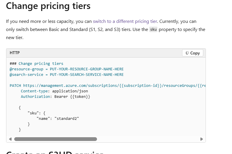 I would like to switch my AI Search service to a lower tier, but can't ...