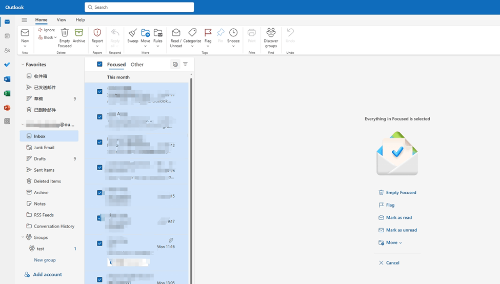 Select all tick box by each sender in inbox - Microsoft Q&A