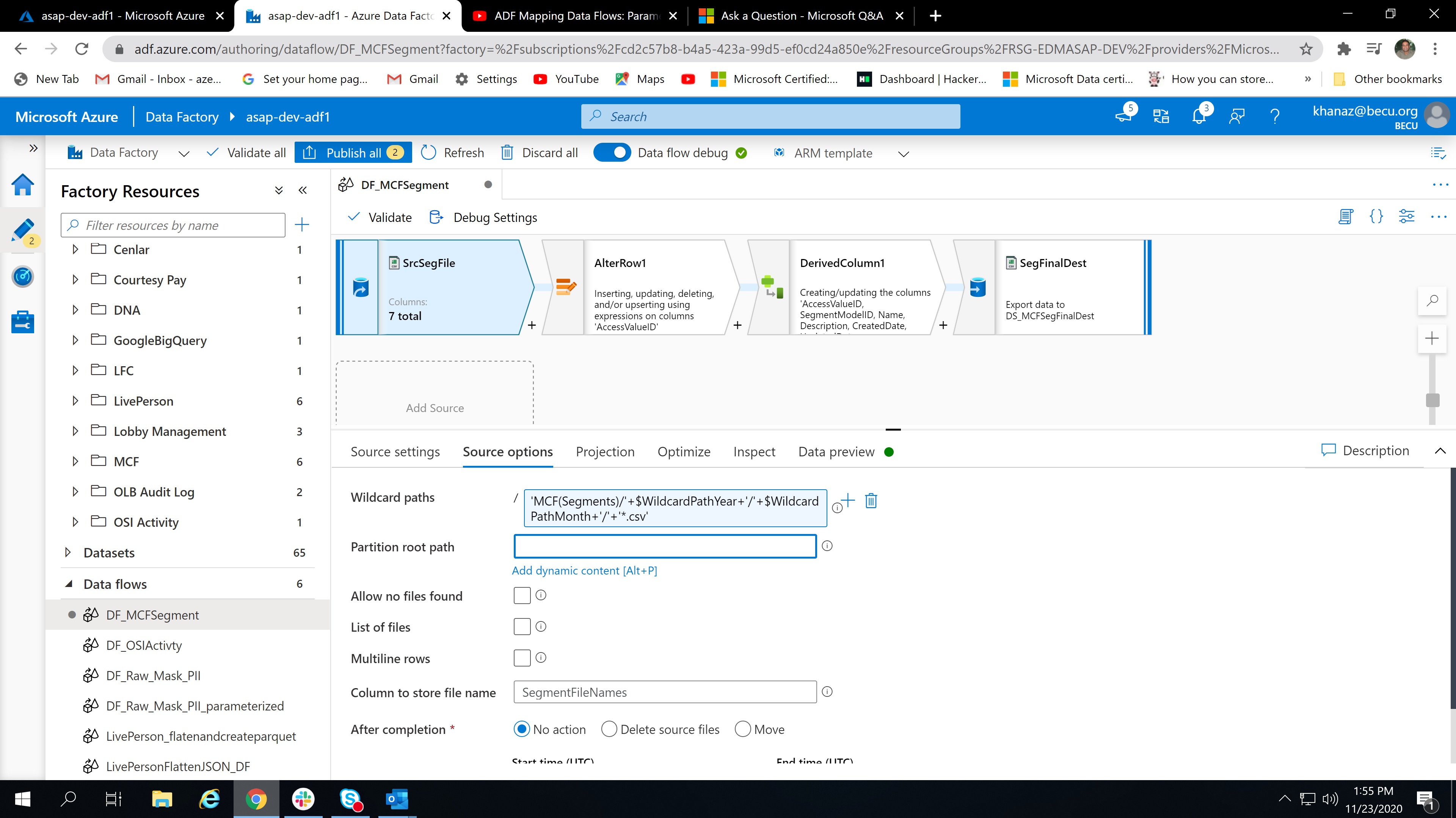 Relative Path in Absolute URI error while setting up Data Flow Source ...