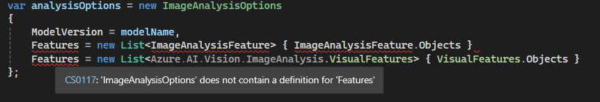 Unable to use Custom Vision Model with latest library "Azure.AI.Vision ...