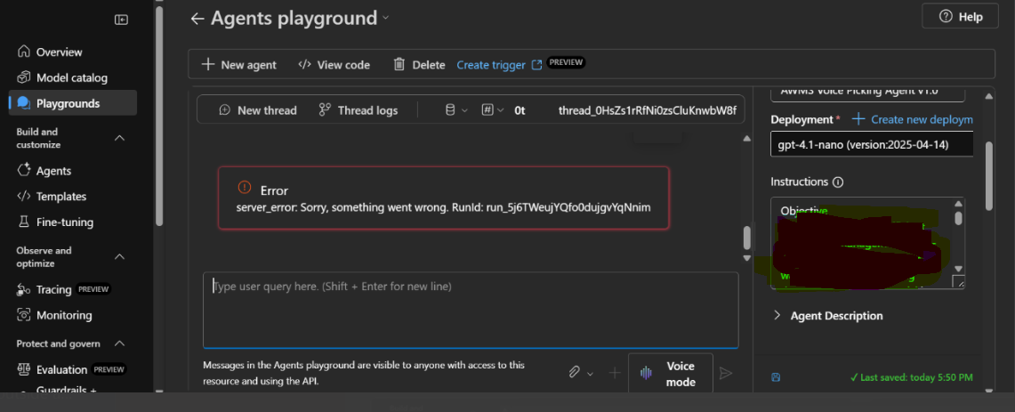 AI Foundry - Server Error