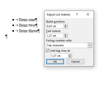 Word spacing with bullets - Microsoft Q&A