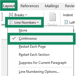 Line numbers are not displayed from the second column onwards in Word ...