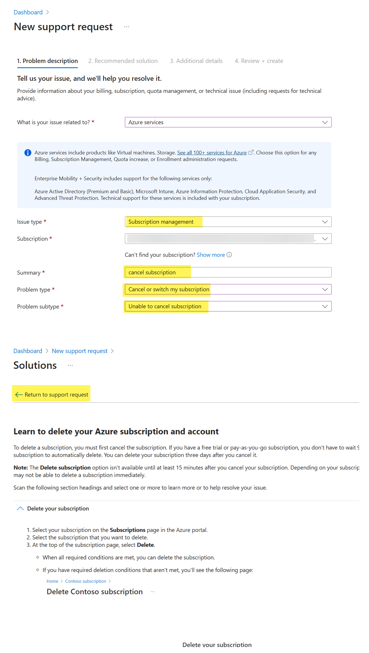 Not Able To Cancel Azure Subscription Microsoft Qanda