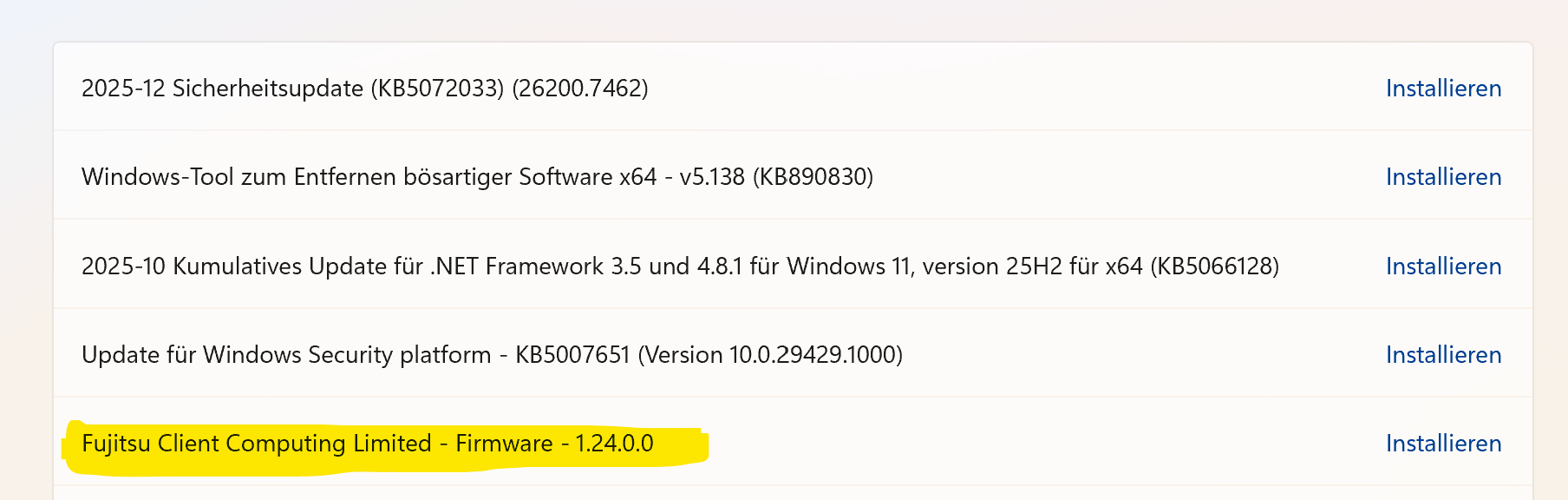 Fujitsu Update hängt immer in der Updatescheife - Rechner startet immer ...