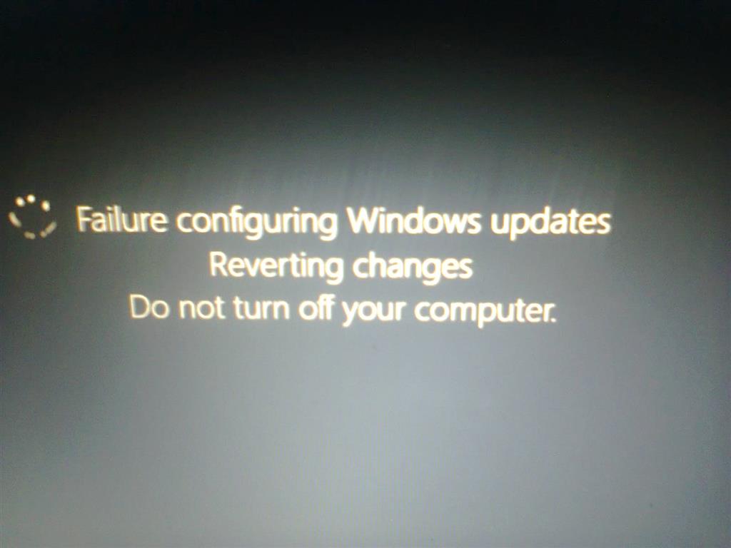 Failure configuring Windows updates. Reverting changes. Do not turn off ...