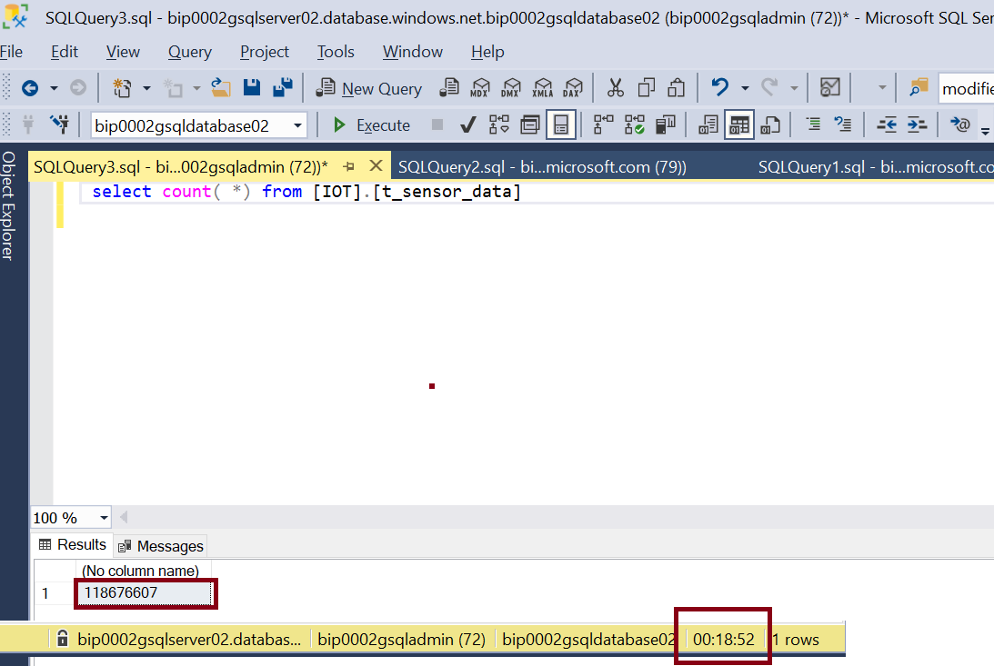 The SQL database contains more than 100 million records in the 't ...