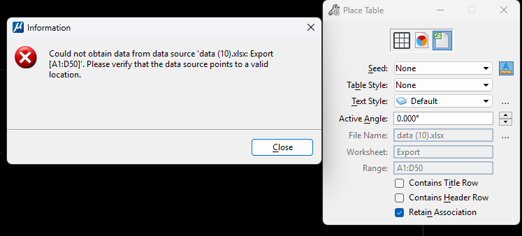 3rd party apps cannot import data from Excel (MicroStation & Autodesk ...