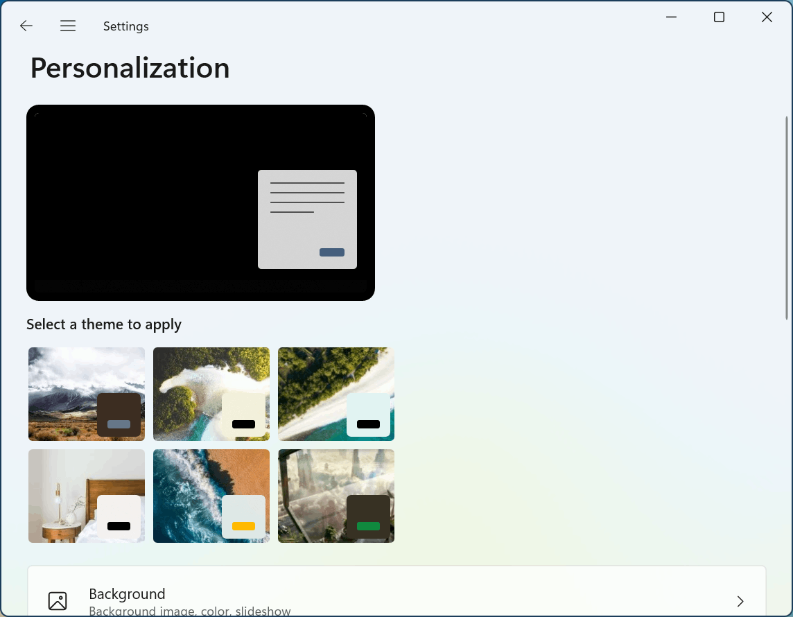 Windows 11 theme does not preview - Microsoft Q&A