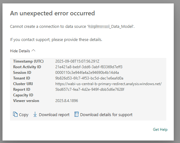 SSAS Maplewood Power BI Service Error