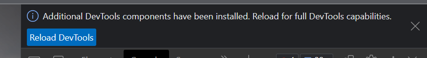 Can't get rid of additional DevTools components have been installed ...
