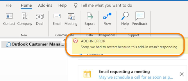 Add-in error when trying to start Outlook Customer Manager - Microsoft Q&A