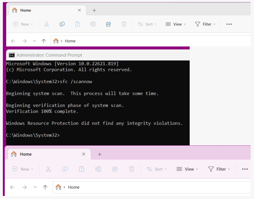 CMD as Admin_File Explorer Title Bar is Accent Colour