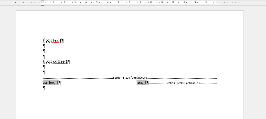 Created an index with main and subentries. Using two columns. Why is it ...