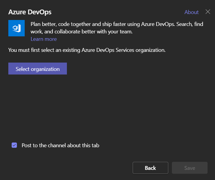 Cannot Add Azure DevOps to Teams Channel - Microsoft Q&A
