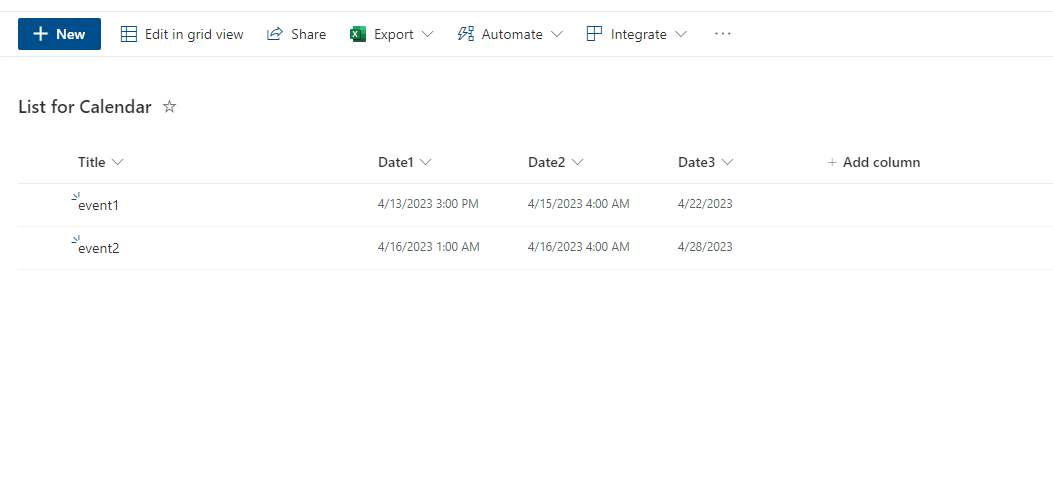 Specifying the columns used to place items in the calendar - Microsoft Q&A