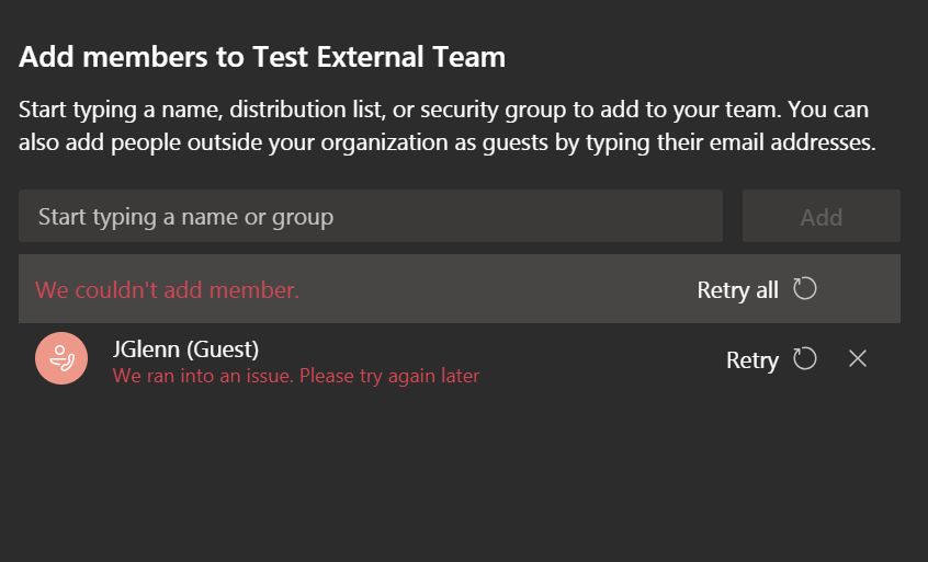 Cannot add Teams Guest from another O365 tenant. - Microsoft Q&A