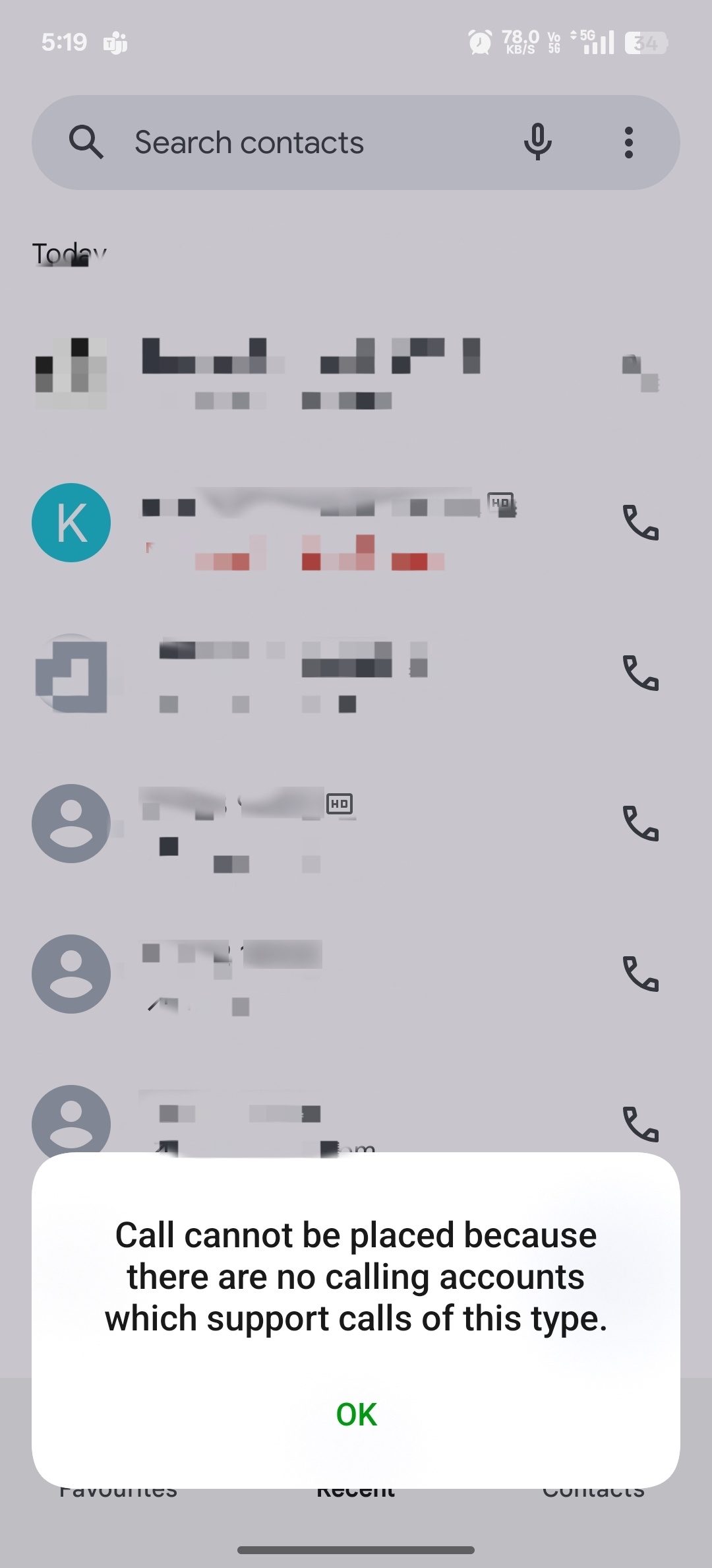 Getting this issue while calling someone while on an MS teams call ...