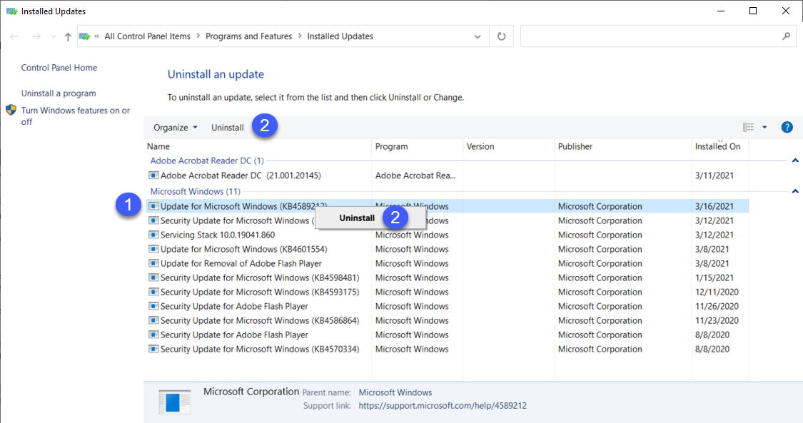 Uninstall Windows 10 updates – Atera Support