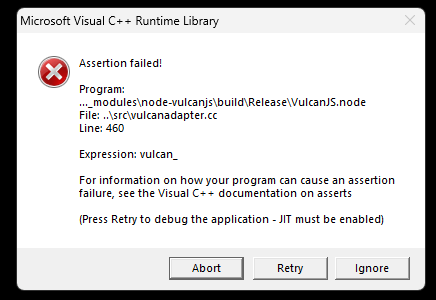 Visual C++ Assertion Failed error - Microsoft Q&A