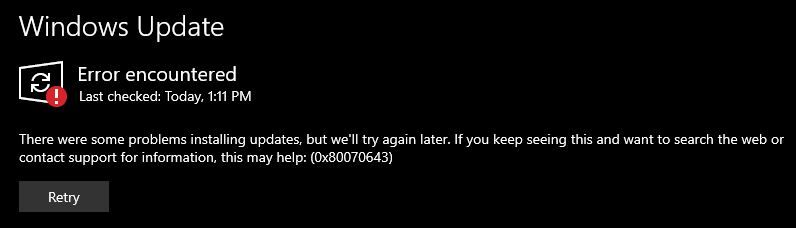 Windows 10 Update KB5057589 Error 0x80070643 April 8, 2025 - Microsoft Q&A