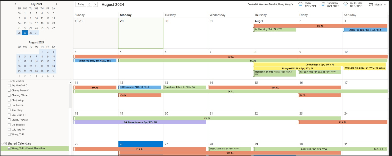 shared calendar cant see different color - Microsoft Q&A