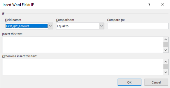 Conditional Word Merge in Word and Switches - Microsoft Q&A