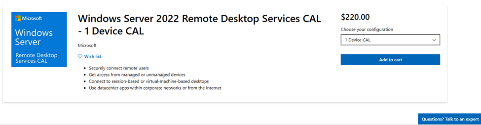 Purchasing RDS CAL License for Azure Virtual Machine - Microsoft Q&A