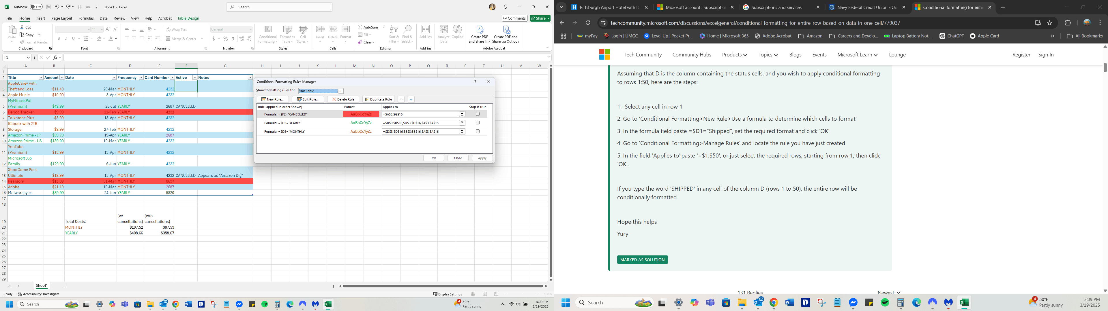 Why is rule applying to the wrong row? - Microsoft Q&A