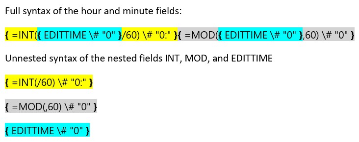 Insert Total Editing Time formatted as hours - Microsoft Q&A