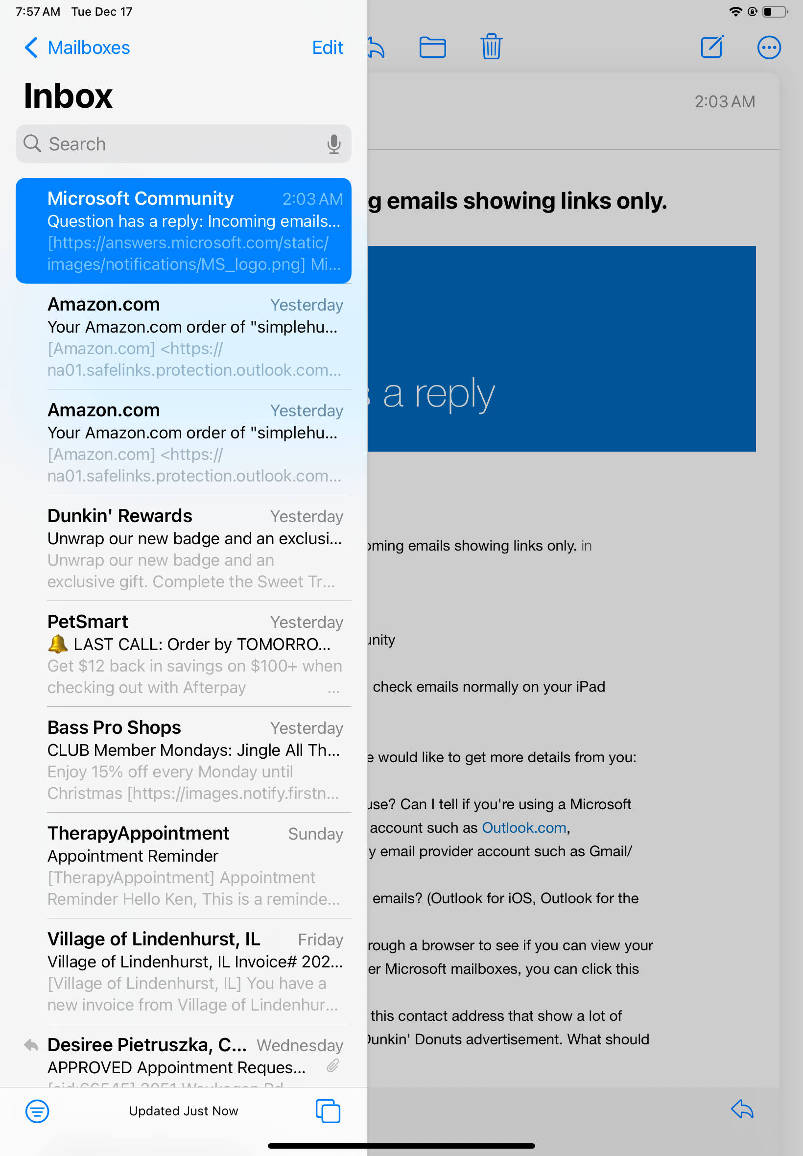 Incoming emails showing links only. - Microsoft Q&A